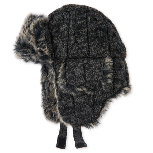 

Boys Boys Cable Knit Trapper Hat - Black - The Children's Place