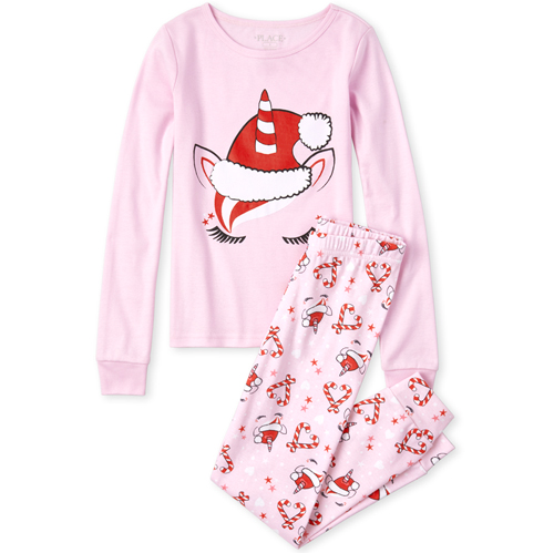 

s Very Merry Unicorn Matching Snug Fit Cotton Pajamas - Pink - The Children's Place