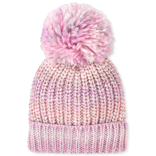 

Girls Space Dye Sequin Pom Pom Beanie - Multi Hat - The Children's Place