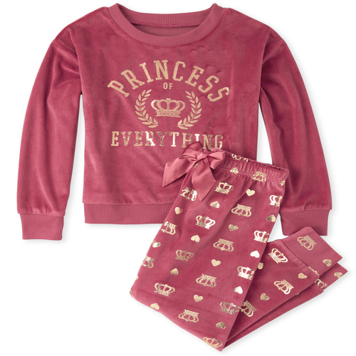 

s Mommy And Me Princess Of Everything Matching Velour Pajamas - Pink - The Children's Place