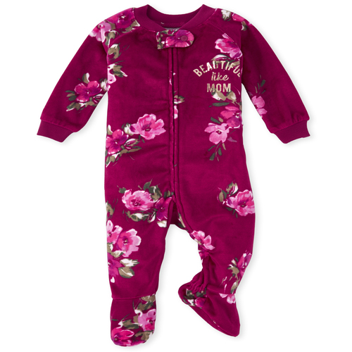 

s Baby And Toddler Mommy And Me Beautiful Matching Velour One Piece Pajamas - Pink - The Children's Place