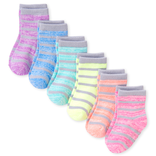 

s Toddler Striped Super Soft Midi Socks 6-Pack - Multi - The Children's Place