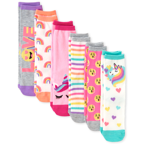 

Girls Rainbow Unicorn Crew Socks 6-Pack - Multi - The Children's Place