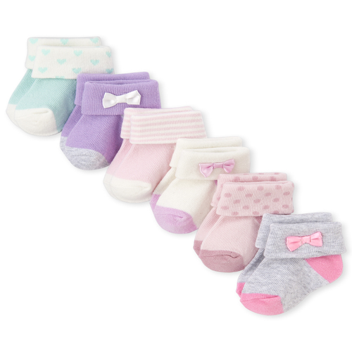 

Newborn Baby Bow Turn Cuff Socks 6-Pack - Multi - The Children's Place