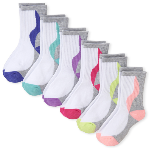 

Girls Cushioned Crew Socks 6-Pack - Multi - The Children's Place