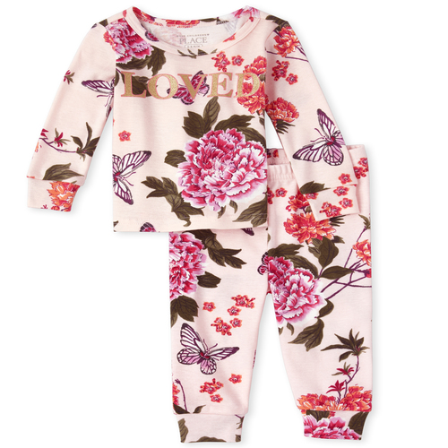 

s Baby And Toddler Mommy And Me Butterfly Garden Matching Snug Fit Cotton Pajamas - Pink - The Children's Place