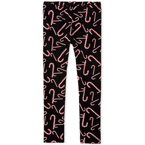 

Girls Candy Cane Leggings - Black - The Children's Place