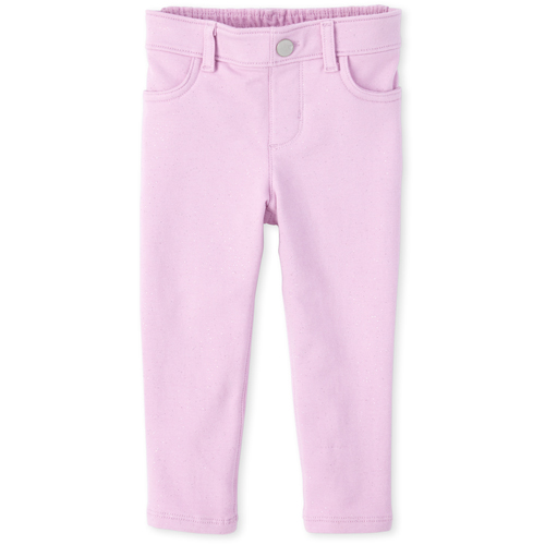 

Baby Girls Baby And Toddler Glitter French Terry Pull On Jeggings - Purple - The Children's Place