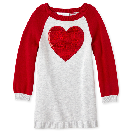 

s Baby And Toddler Sequin Heart Sweater Dress - Gray - The Children's Place