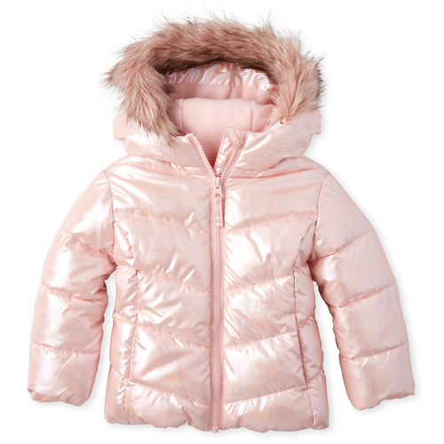 baby puffer jacket with fur hood
