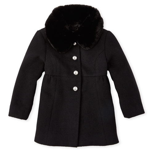 

s Baby And Toddler Faux Fur Collar Dressy Coat - Black - The Children's Place