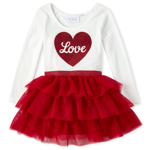 

s Baby And Toddler Glitter Love Tutu Dress - White - The Children's Place