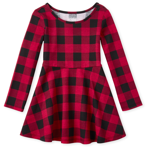 

s Baby And Toddler Buffalo Plaid Matching Skater Dress - Red - The Children's Place