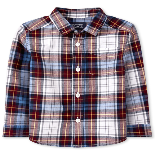 

s Baby And Toddler Boys Plaid Poplin Matching Button Down Shirt - Red - The Children's Place