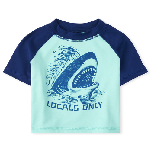 

Newborn Baby And Toddler Boys Shark Rashguard - Blue - The Children's Place