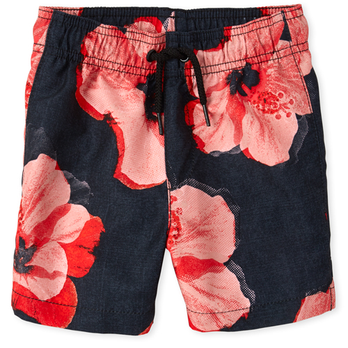 

Newborn Baby And Toddler Boys Tropical Floral Swim Trunks - Orange - The Children's Place