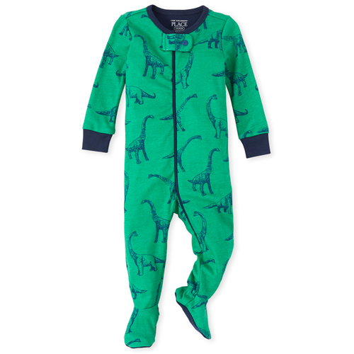 

s Baby And Toddler Boys Dino Snug Fit Cotton One Piece Pajamas - Green - The Children's Place