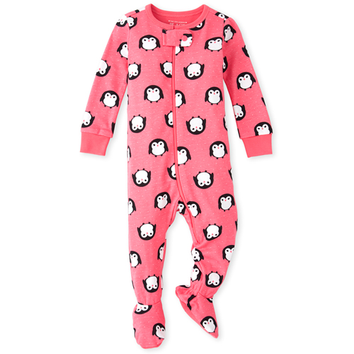 

s Baby And Toddler Penguin Matching Snug Fit Cotton One Piece Pajamas - Pink - The Children's Place