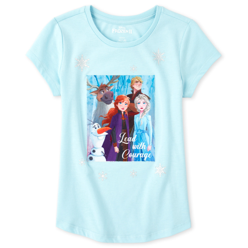 

s Disney Frozen 2 Glitter Courage Graphic Tee - Blue T-Shirt - The Children's Place