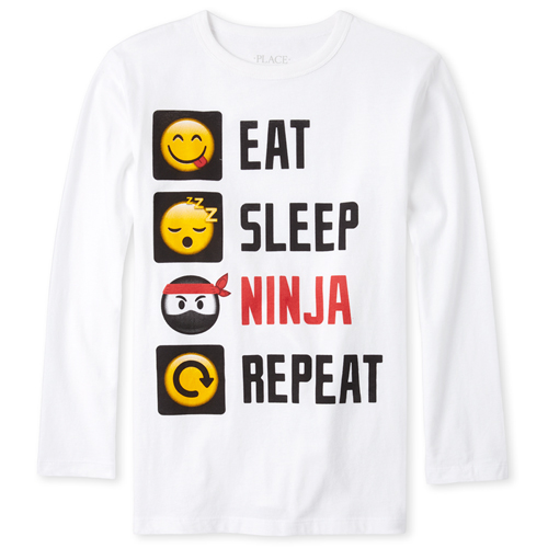 

Boys Boys Emoji Ninja Graphic Tee - White T-Shirt - The Children's Place