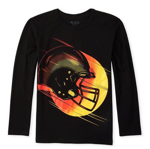 

Boys Boys Football Helmet Graphic Tee - Black T-Shirt - The Children's Place