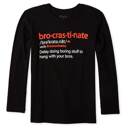 

s Boys Brocrastinate Graphic Tee - Black T-Shirt - The Children's Place