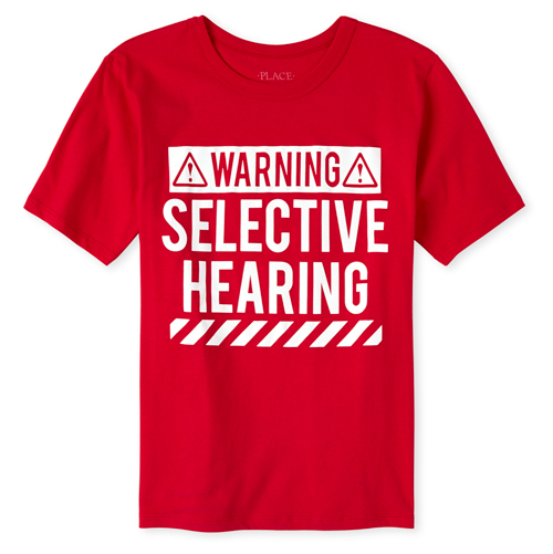 

Boys Boys Selective Hearing Graphic Tee - Red T-Shirt - The Children's Place