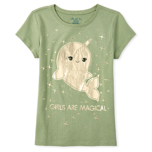 

s Foil Narwhal Graphic Tee - Green T-Shirt - The Children's Place