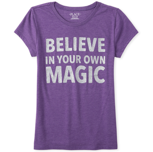 

s Glitter Magic Graphic Tee - Purple T-Shirt - The Children's Place