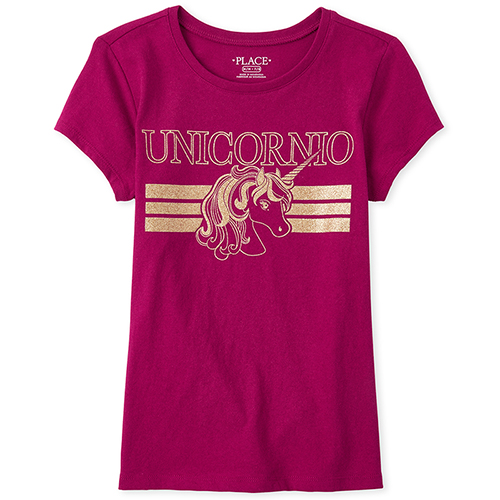 

Girls Glitter Unicornio Graphic Tee - Pink T-Shirt - The Children's Place