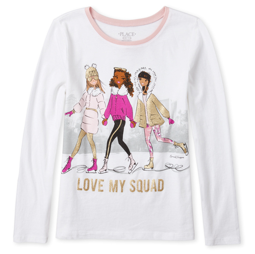 

Girls Glitter Squad Graphic Tee - White T-Shirt - The Children's Place