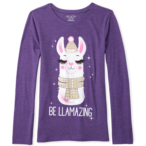 

s Glitter Llama Graphic Tee - Purple T-Shirt - The Children's Place