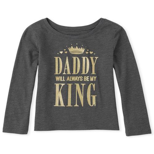 

s Baby And Toddler Glitter Daddy King Graphic Tee - Gray T-Shirt - The Children's Place