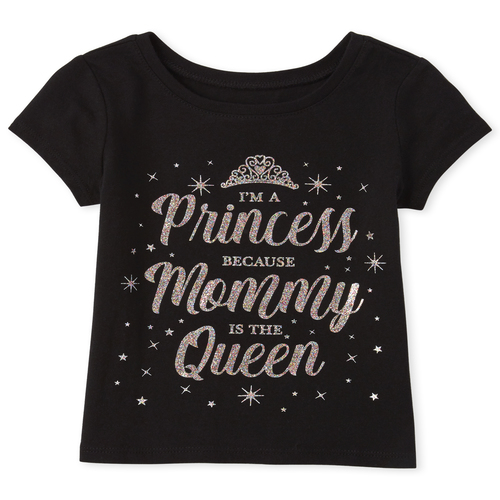 

s Baby And Toddler Glitter Mommy Graphic Tee - Black T-Shirt - The Children's Place