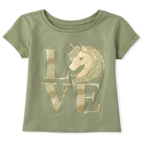 

s Baby And Toddler Glitter Graphic Tee - Green T-Shirt - The Children's Place