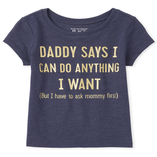 

s Baby And Toddler Glitter Mommy And Daddy Graphic Tee - Blue T-Shirt - The Children's Place