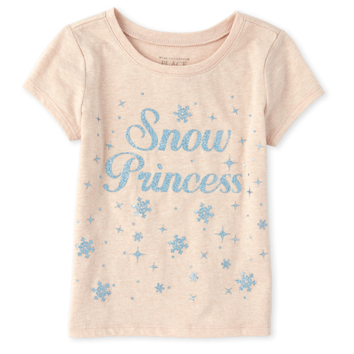 

s Baby And Toddler Glitter Snow Princess Graphic Tee - Tan T-Shirt - The Children's Place