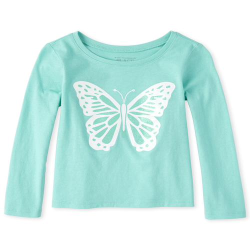 

s Baby And Toddler Glitter Butterfly Graphic Tee - Blue T-Shirt - The Children's Place