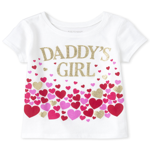 

s Baby And Toddler Glitter Daddy's Girl Graphic Tee - White T-Shirt - The Children's Place