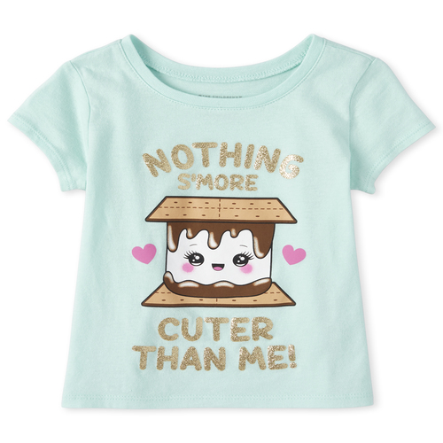 

s Baby And Toddler Glitter S'mores Graphic Tee - Blue T-Shirt - The Children's Place