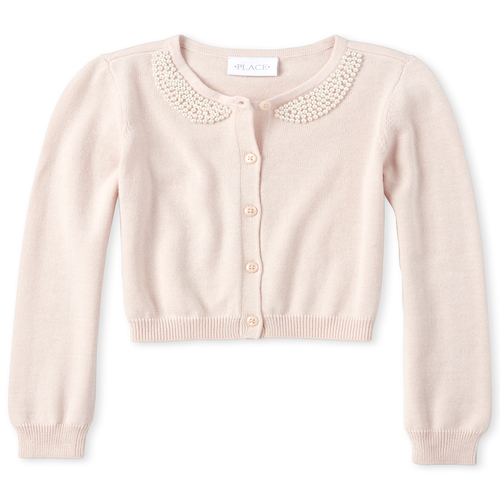 

Girls Faux Pearl Cardigan - Pink Sweater - The Children's Place