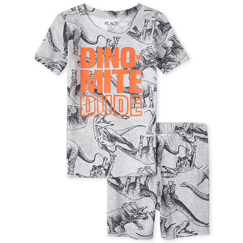 

s Boys Dino Snug Fit Cotton Pajamas - Gray - The Children's Place