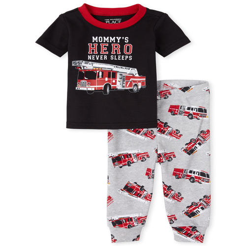 

s Baby And Toddler Boys Mommy's Hero Snug Fit Cotton Pajamas - Gray - The Children's Place