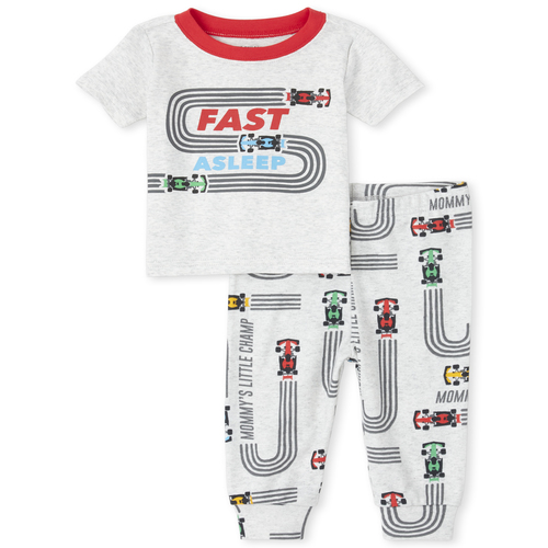 

s Baby And Toddler Boys Racecar Snug Fit Cotton Pajamas - Gray - The Children's Place