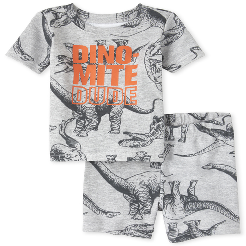 

s Baby And Toddler Boys Dino Snug Fit Cotton Pajamas - Gray - The Children's Place