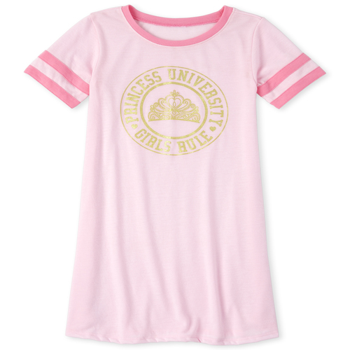 

Girls Glitter Princess University Nightgown - Pink - The Children's Place