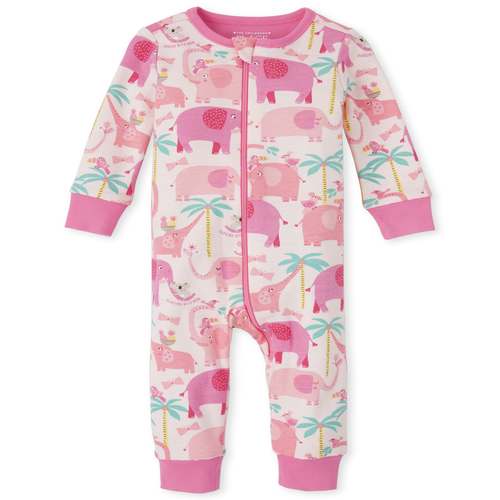 

s Baby And Toddler Elephant Snug Fit Cotton One Piece Pajamas - Pink - The Children's Place