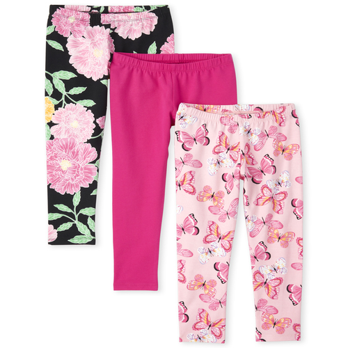 

Girls Floral Butterfly Leggings 3-Pack - Pink - The Children's Place