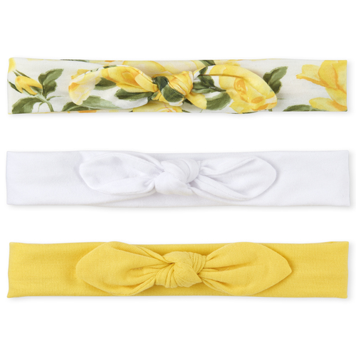 

Newborn Baby Floral Bow Headwrap 3-Pack - White - The Children's Place