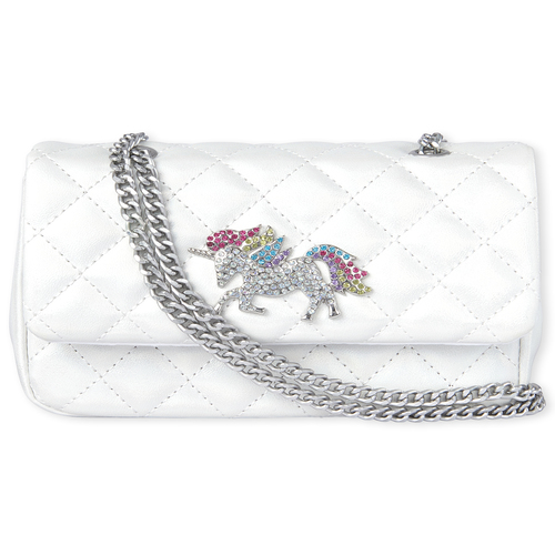 

Girls Rhinestud Unicorn Quilted Bag - White - The Children's Place